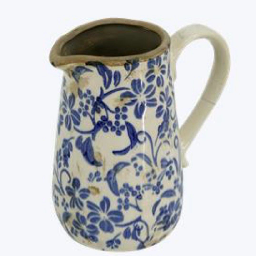 Yngs Blue Ivy Ceramic Vintage Pitcher 7&quot;
