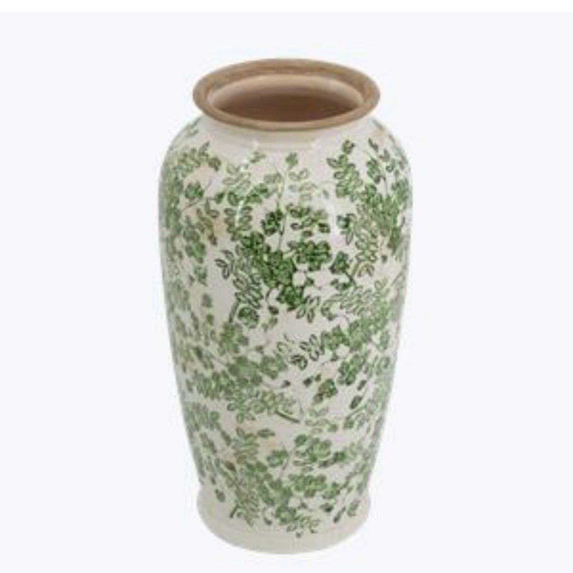 Yngs Green Ivy Ceramic Vintage Vase 14.5&quot;