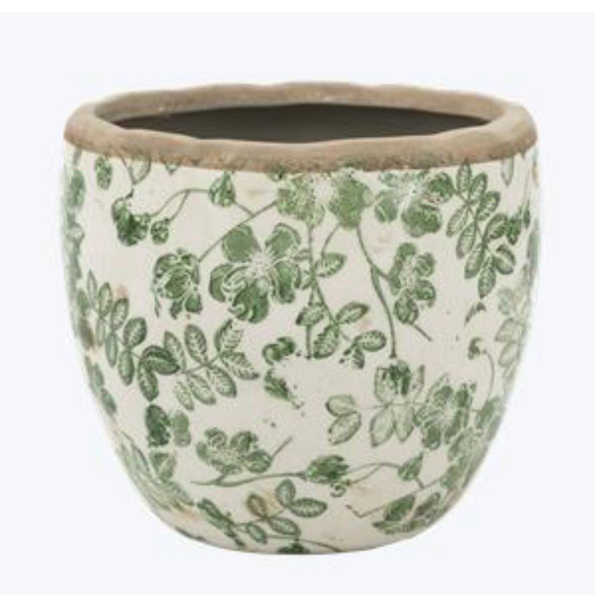 Yngs Green Ivy Ceramic Vintage Pot 7&quot;