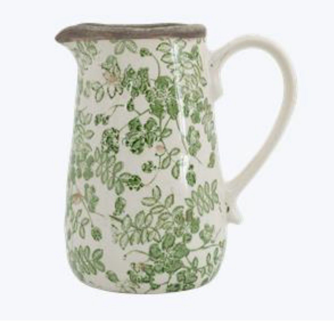 Yngs Green Ivy Ceramic Vintage Pitcher 7&quot;