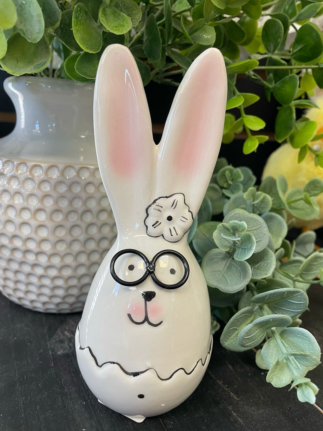 Ger 5.98&quot; In Egg Shell Bunny W/glasses