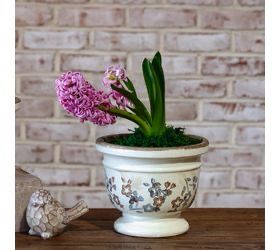 PDG 6.5” beige blue pattern pot