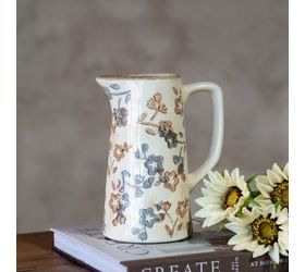 PDG 7.7” beige blue pattern pitcher 