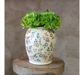 PDG 9” beige/blue pattern vase