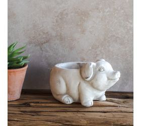 PDG 7.25” white pig planter 