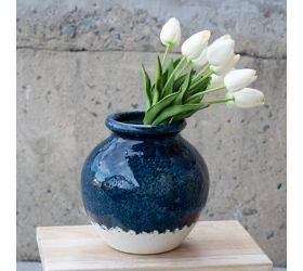 PDG 8” navy sand plum vase