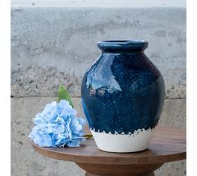 PDG 9.75” navy sand bouquet vase