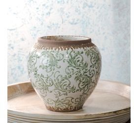 PDG 7.25” green heirloom plum vase 