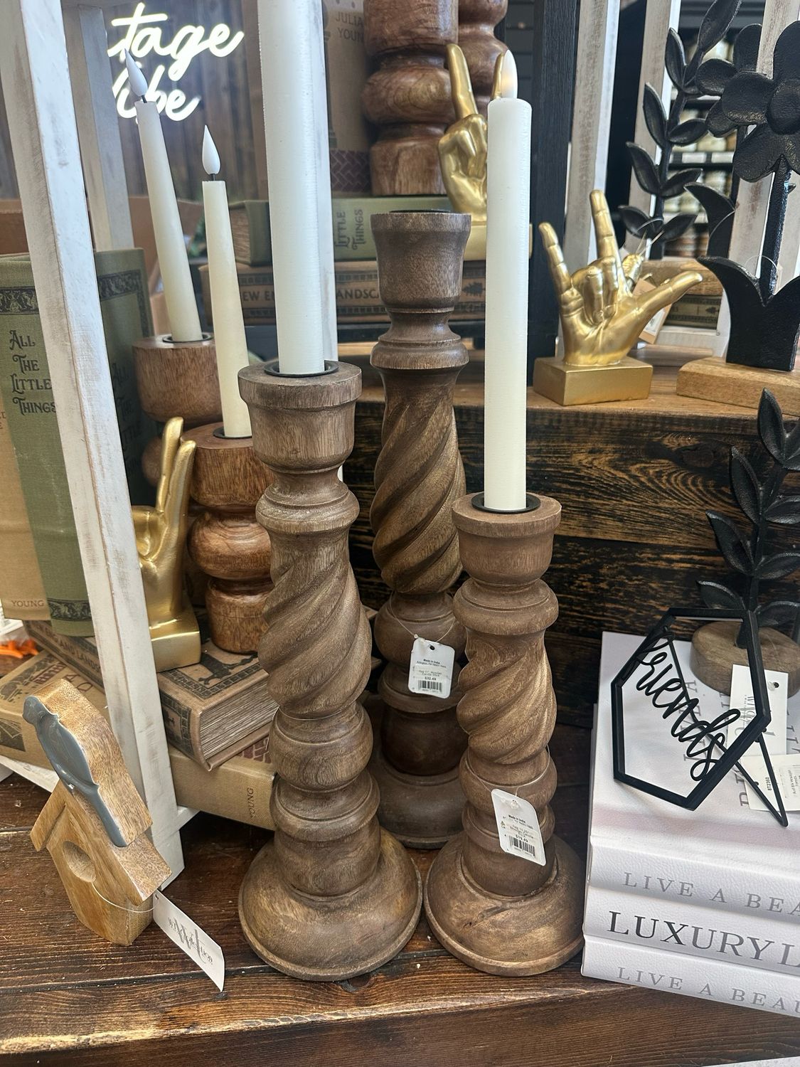 Raz 17&quot; Wooden Candle Stick