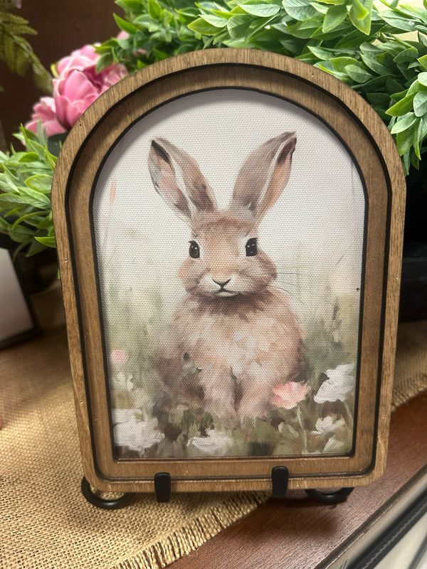 Red Tan Bunny Arch Art 8"