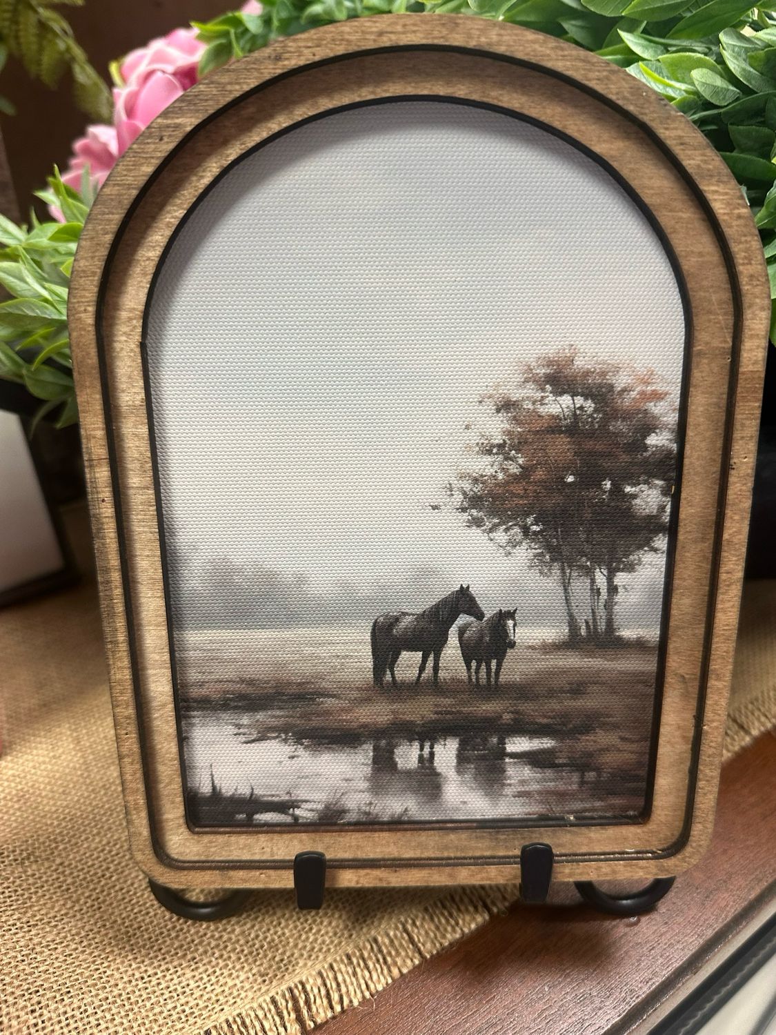 Red Pasture Horses Art Arch Top 8&quot;