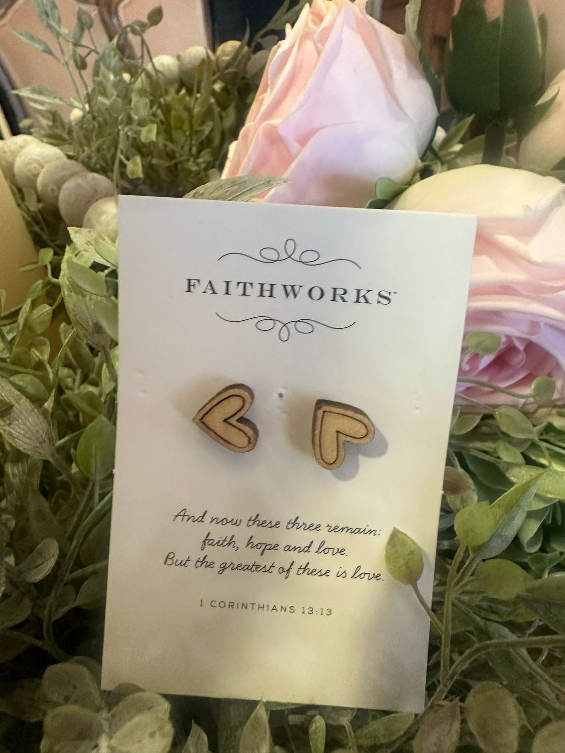 FW Hearts Wooden Earrings