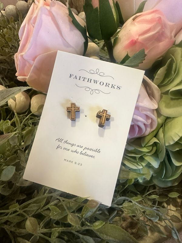 FW Crosses Wooden Earrings