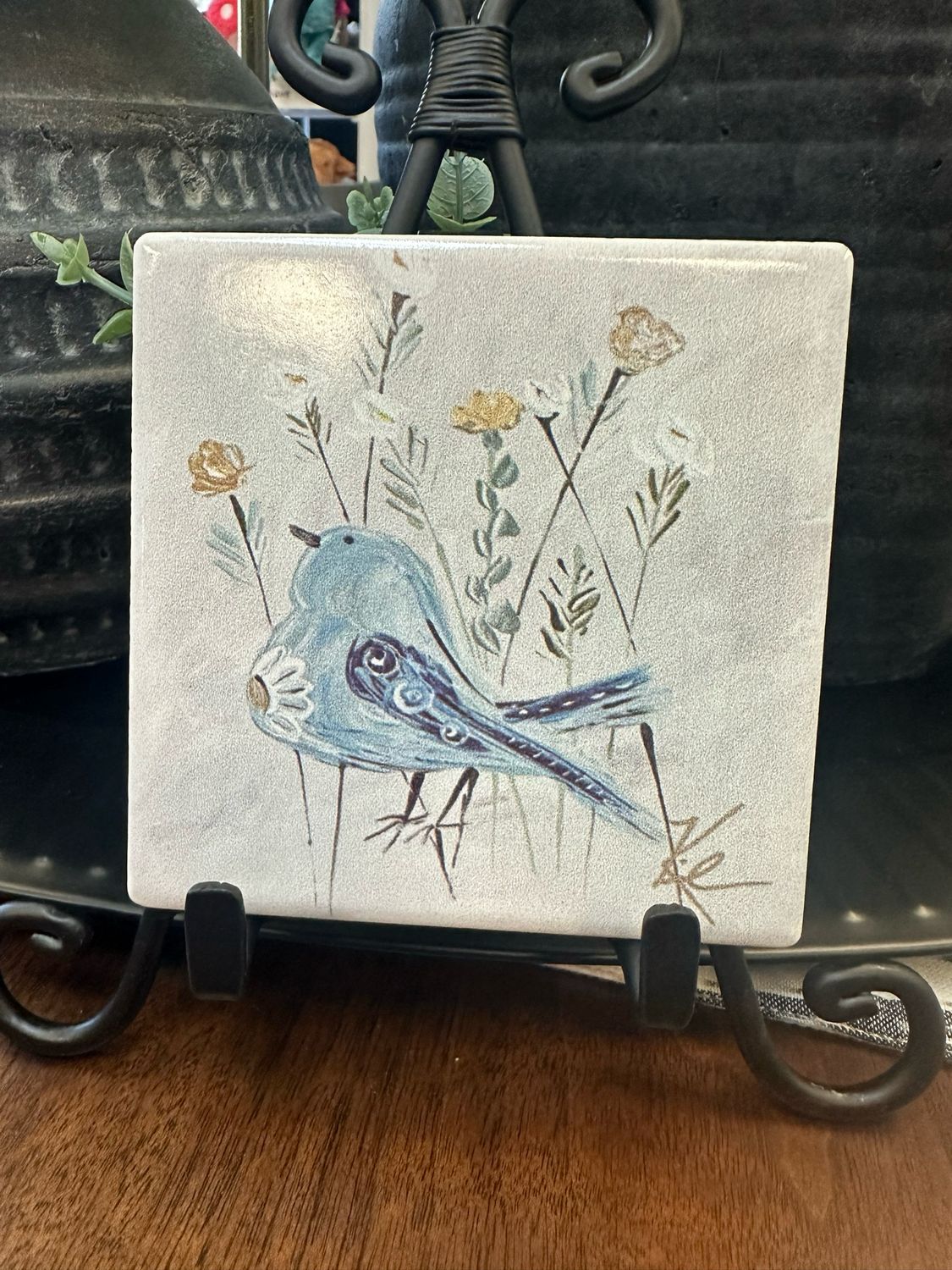 SCM 4x4 Coaster Bird Sunflower