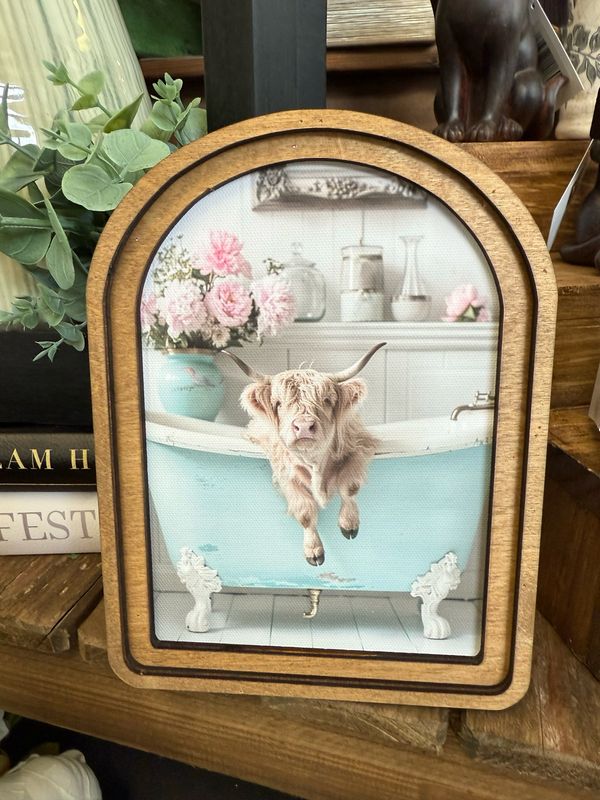 Red Arch Highlander In Aqua Tub Art