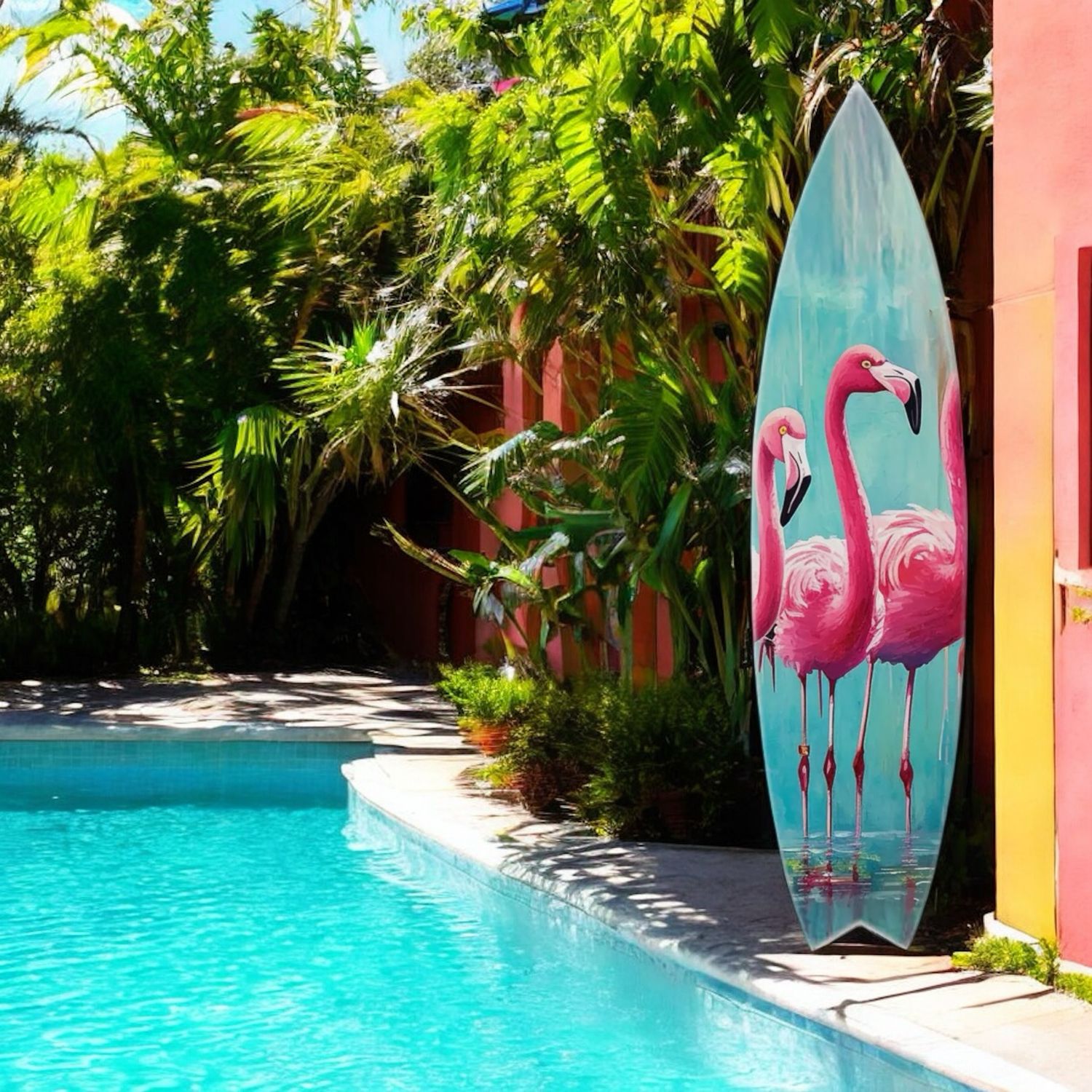 Jarmz Pink Flamingos Surf Board 11x45