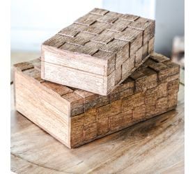 Pdg Lg Nat Wood Weave Box 7x10x3.5