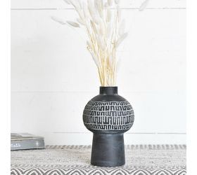 Pdg 8" Blk/Wht Pattern Vase