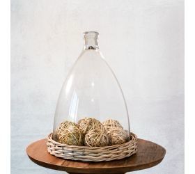 Pdg 14.9&quot; Glass Dome Willow Base