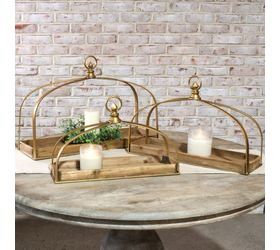 Pdg Md Wood Metal Displayer Gold 22x6.5x14.5