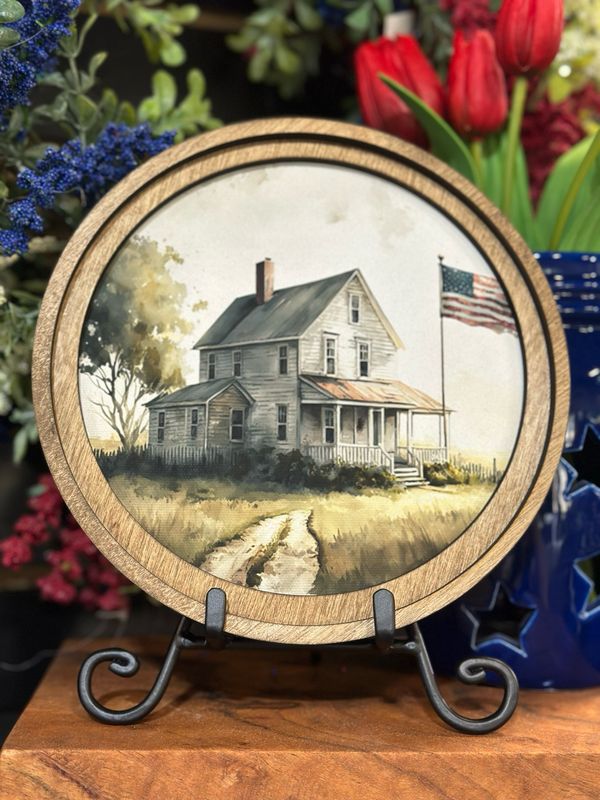 Red 8" Round Farmhouse Flag