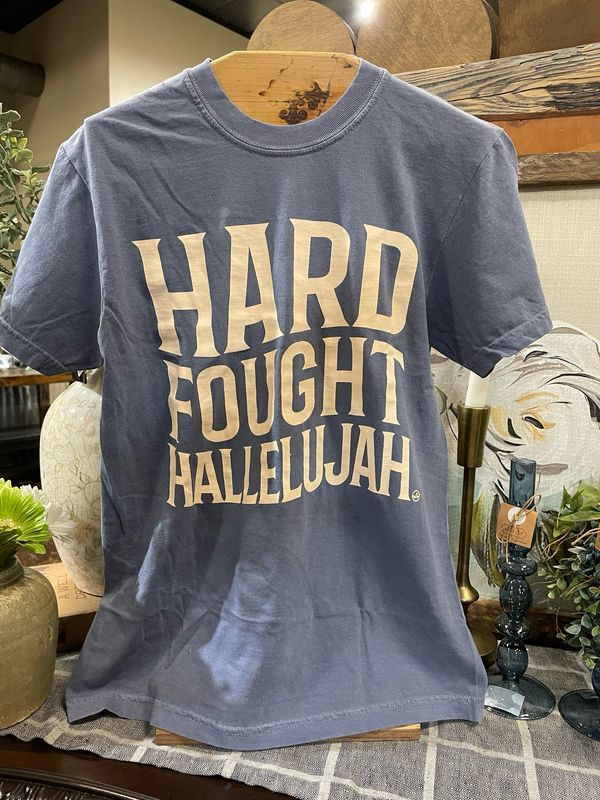 Hope Lg Dusty Blue Hard Fought Hallelujah Tee