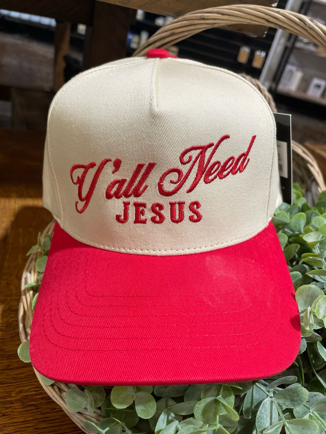 FC Red Y&#39;all Need Jesus Embroidered Hat