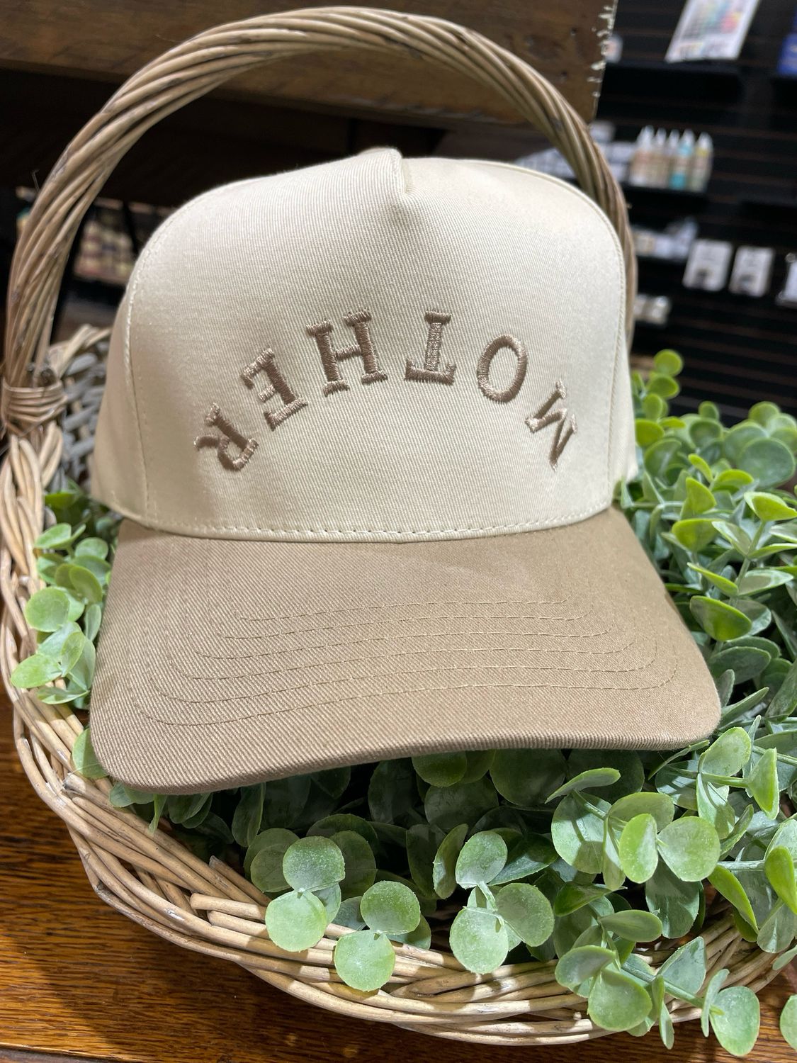 FC Beige Mother Upside Down Embroidered Hat