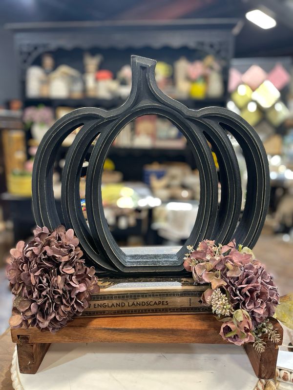 WT Black Cutout Pumpkin Frame Block 14.5x13.5x2