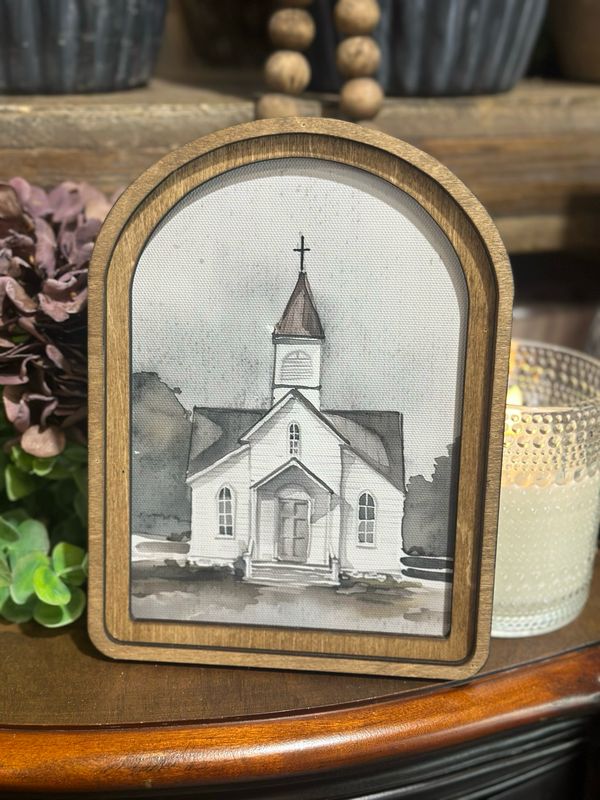 Red Arch Watercolor Church