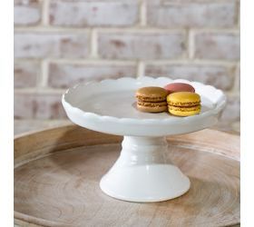 Pdg 7.5&quot;W White Scalloped Pedestal