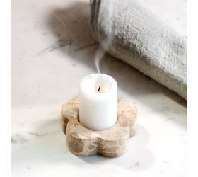 Pdg Beige Marble Flower Tealight Holder