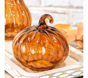 Pdg 5.5&quot; Orange Glass Pumpkin Cloche