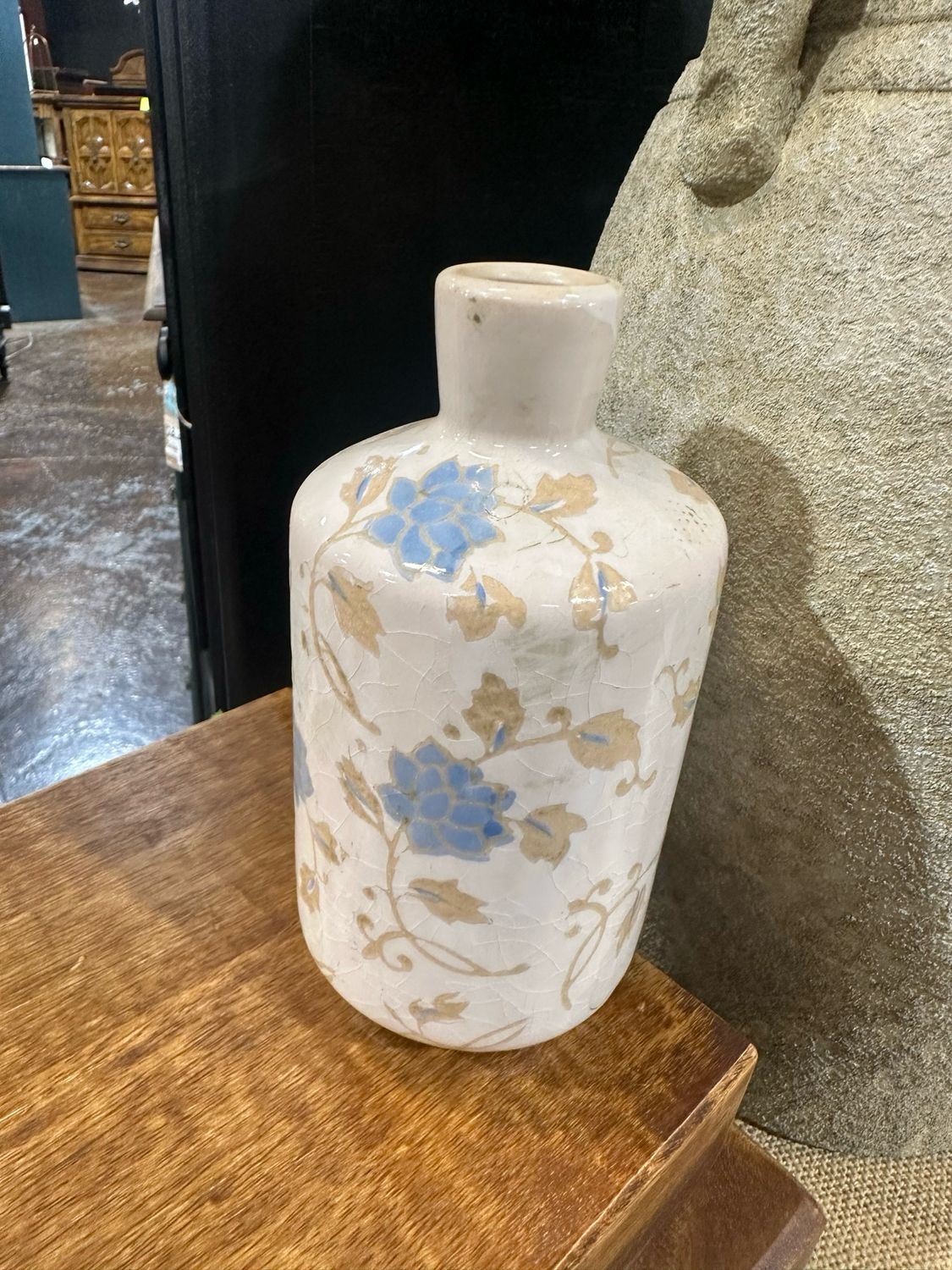 Pdg Blue &amp; Tan Print 6.5&quot; Vase