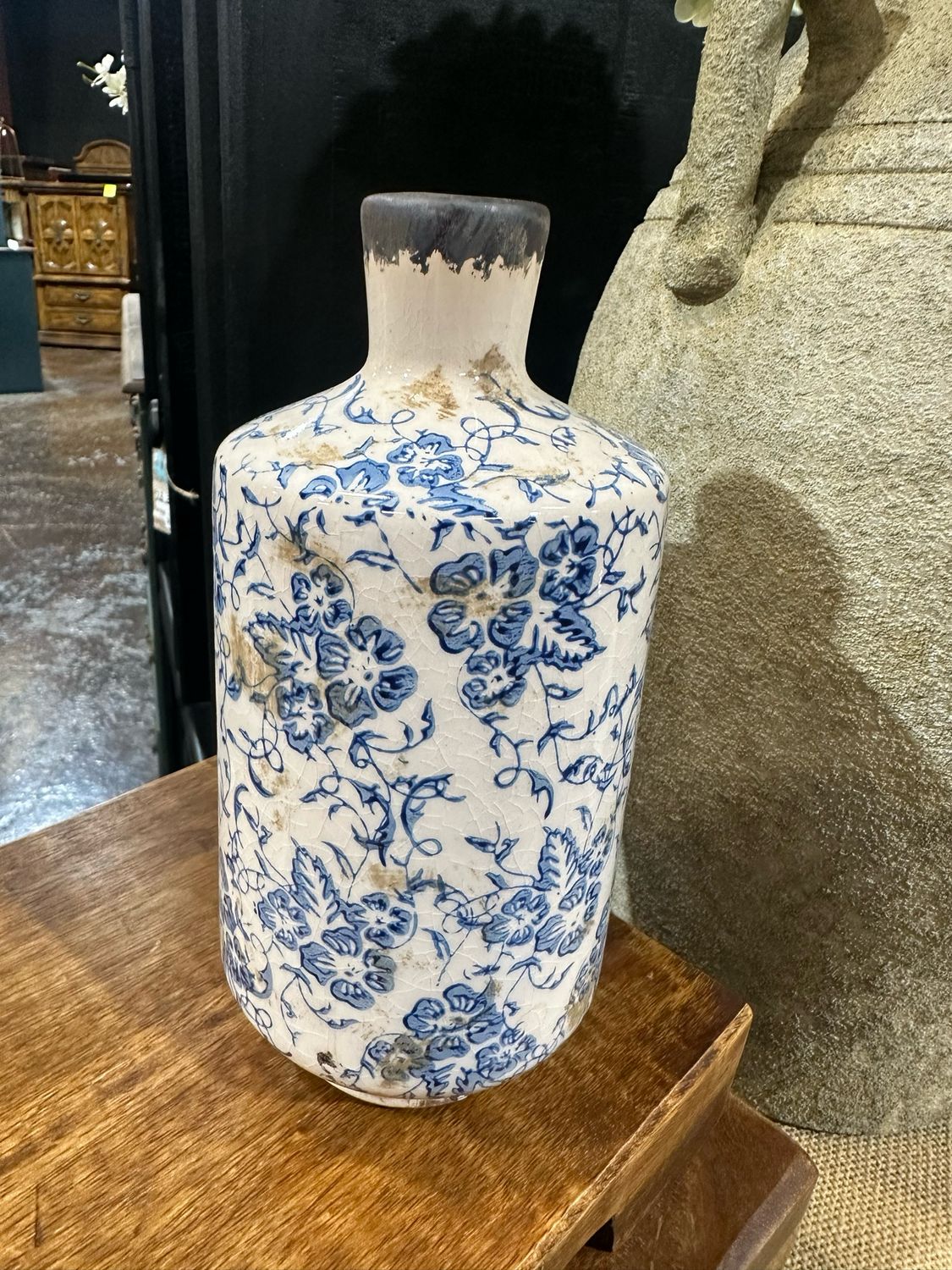 Pdg Blue On White Print 7.7&quot; Vase