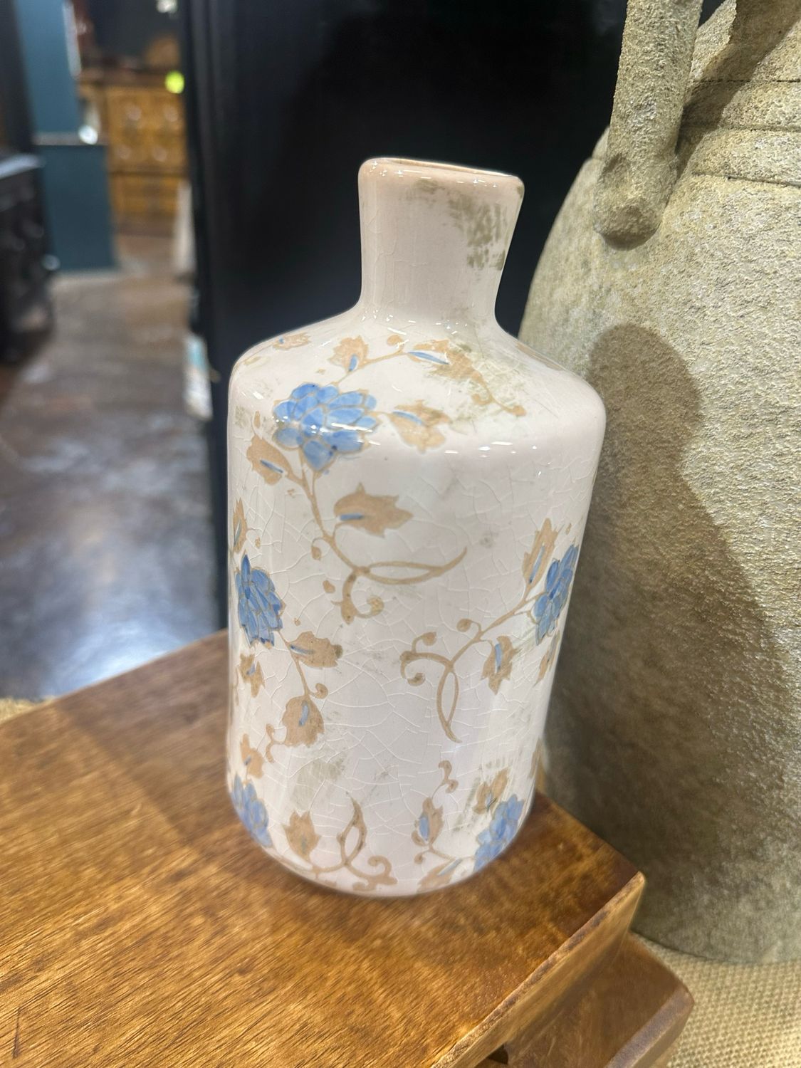 Pdg Blue &amp; Tan Print 7.7&quot; Vase