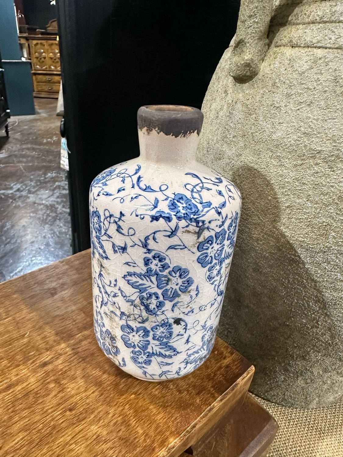 Pdg Blue On White Print 6.5&quot; Vase