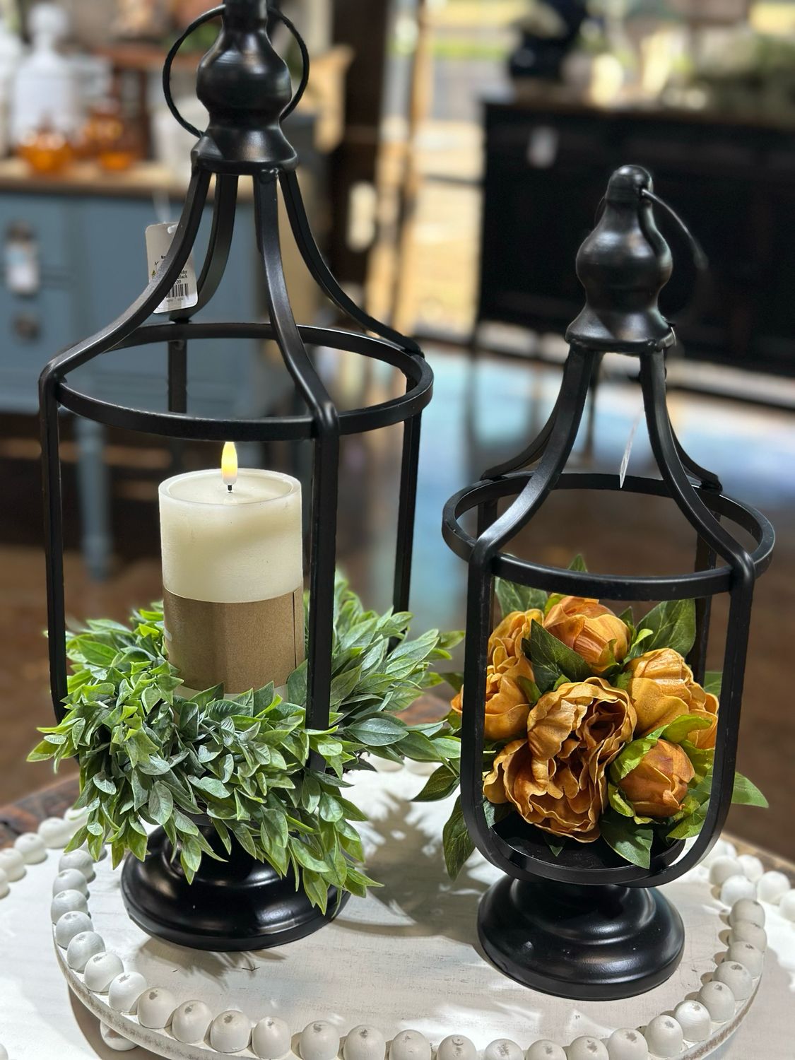 18.5&quot; Candle Holder Lantern Black