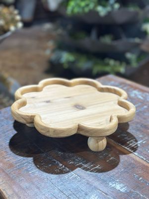 Raz 11.75&quot; Wood Riser Flower Shape