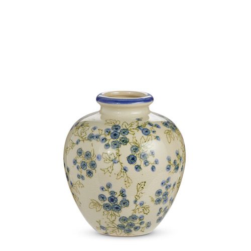 Raz 7.5&quot; Blue Floral Vase