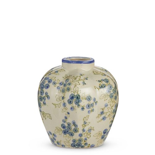 8&quot; Blue Floral Vase