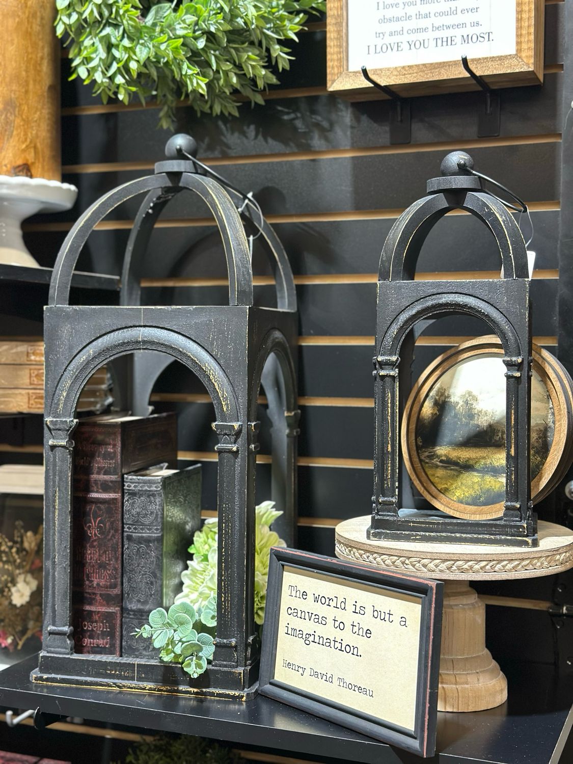 Raz 15.5&quot; Black Arch Lantern
