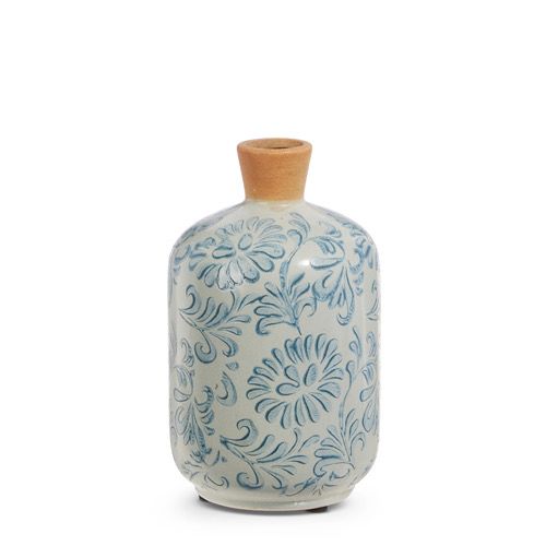 7&quot; Blue Floral Pattern Vase
