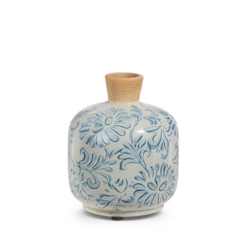 5&quot; Blue Floral Pattern Vase