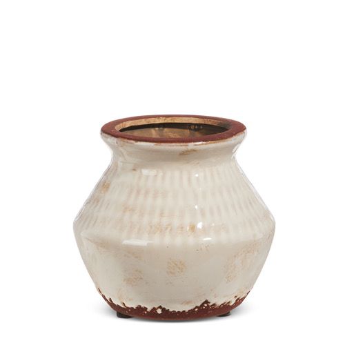 5&quot; Distressed Ivory Pot