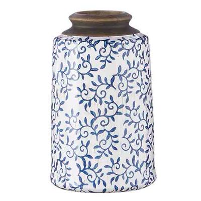 Raz 10.5&quot; Blue Transferware Vase