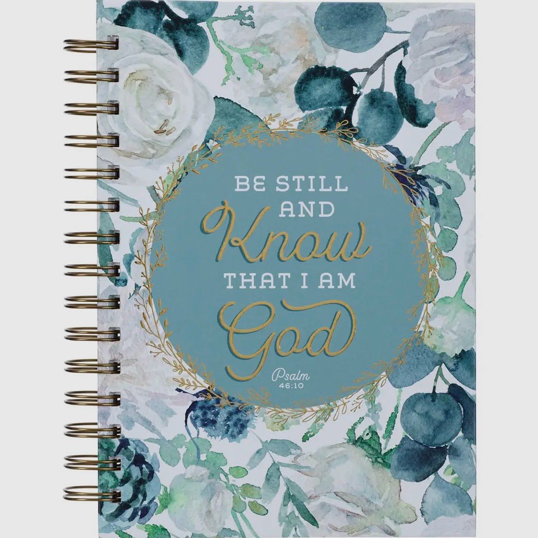 CAG White/Teal Floral Be Still Journal Spiral