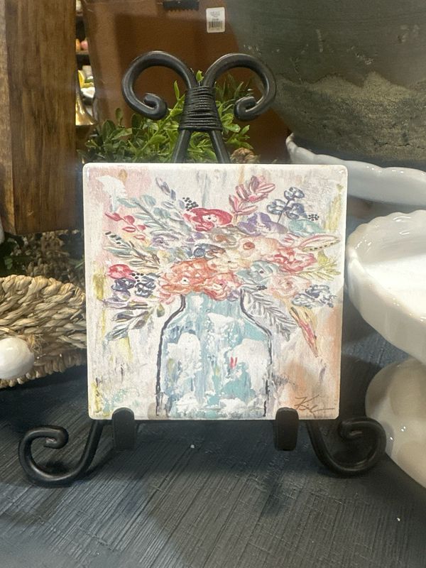 SCM 4x4 Coaster Bl Vase Floral