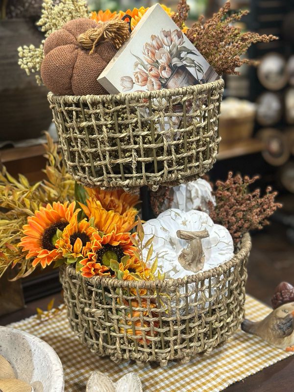 DWL Jute 2-Tiered Basket Server