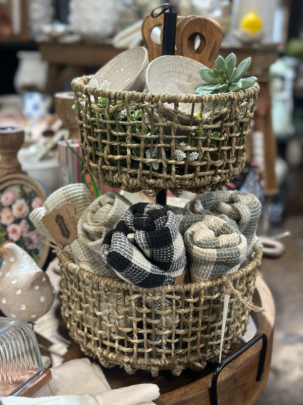 DWL Jute 2-Tiered Basket Server
